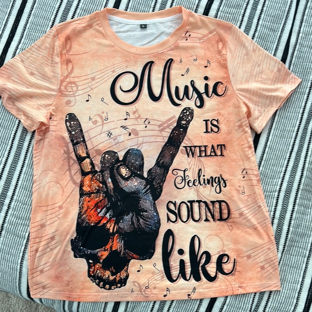 Graphic Music Tee - Orange and Black